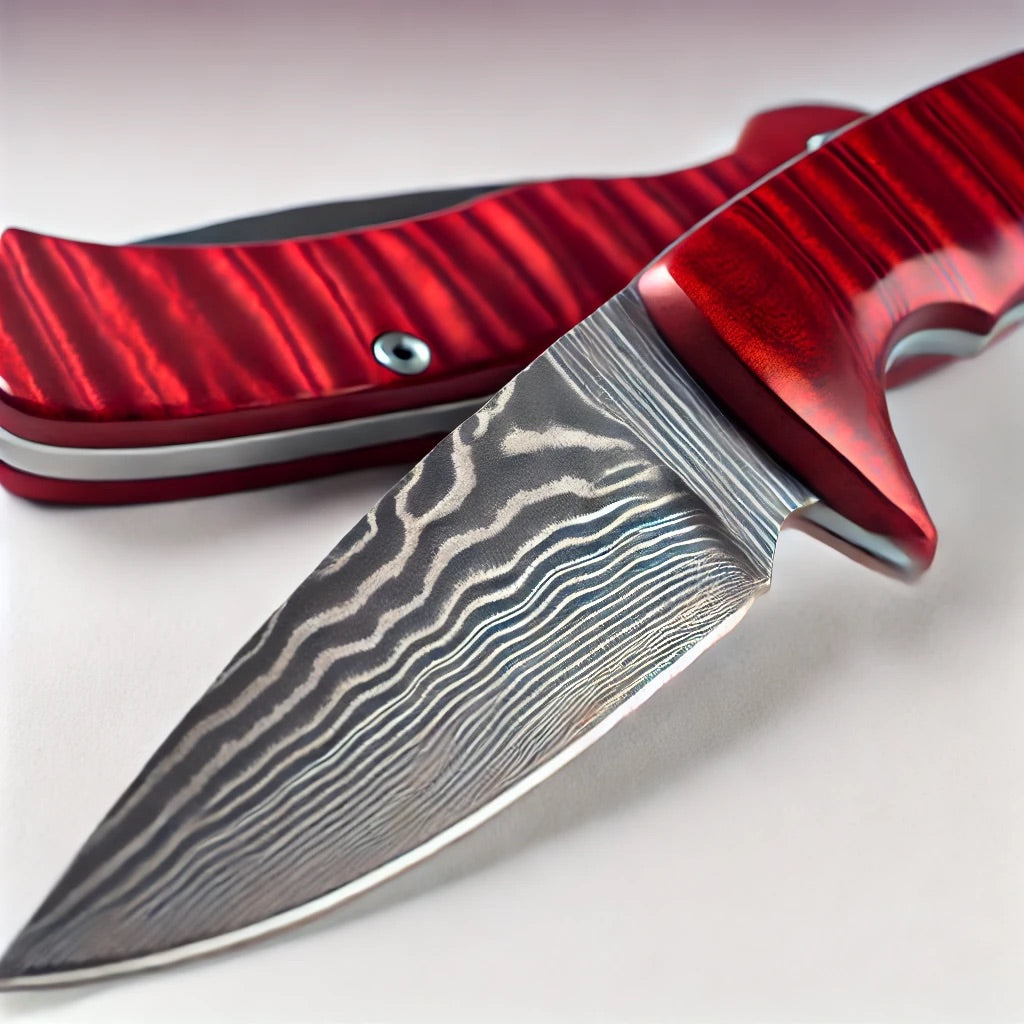 EDC knife with red handle