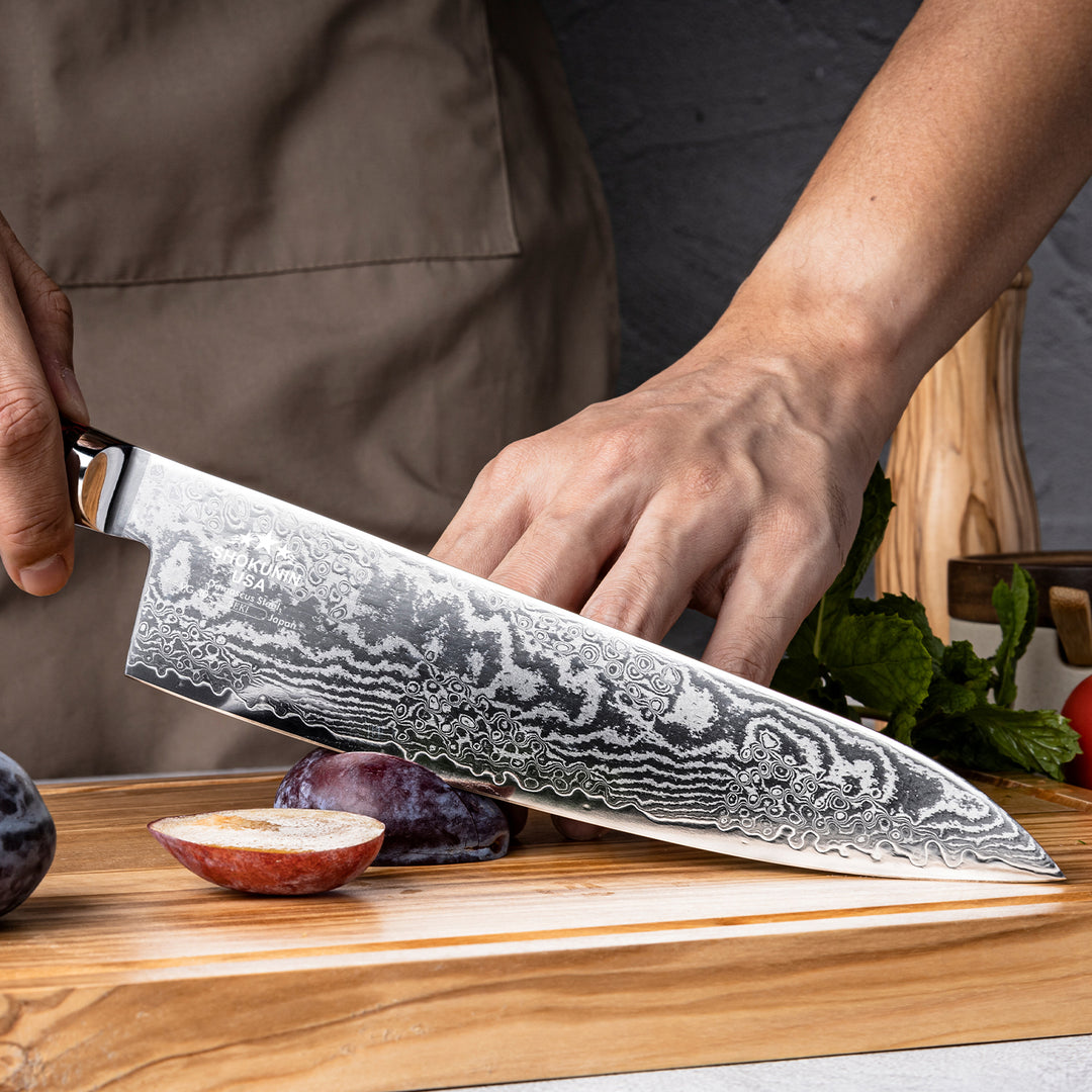 Chef Knife - Obsidian Japanese Damascus Chef Knife with Carbon Fiber Handle - Shokunin USA