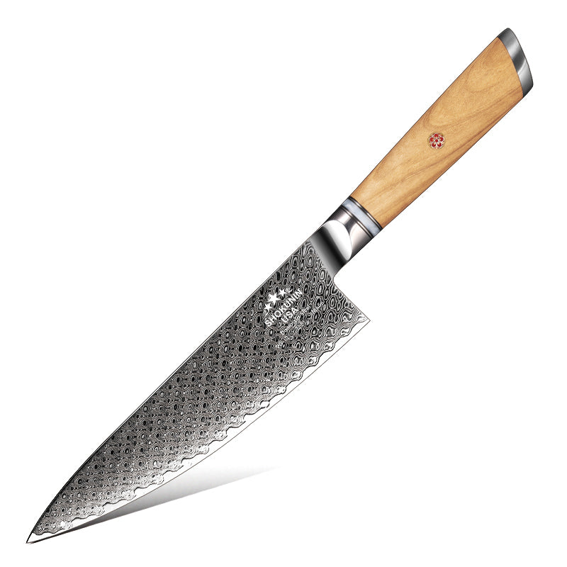 Chef Knife - HyperEdge Damascus Chef Knife with Pine Cone Handle & Sheath - Shokunin USA