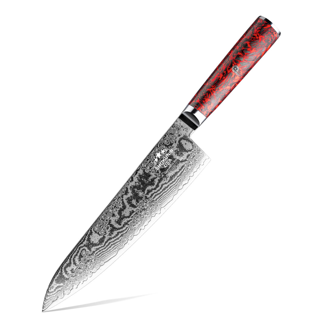 Chef Knife - Obsidian Japanese Damascus Chef Knife with Carbon Fiber Handle - Shokunin USA