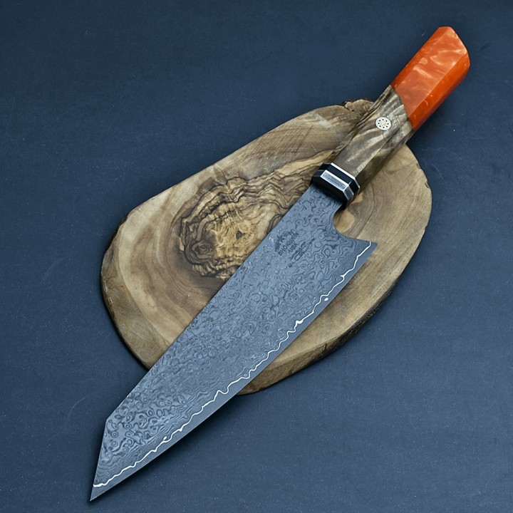 Chef knife - Aurora Japanese Chef Knife with Exotic Olive Burl Wood & Resin Composite Handle - Shokunin USA