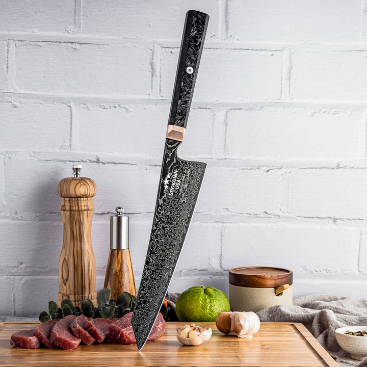 Chef knife - Cinder Japanese Damascus Chef Knife with Carbon Fiber Handle - Shokunin USA