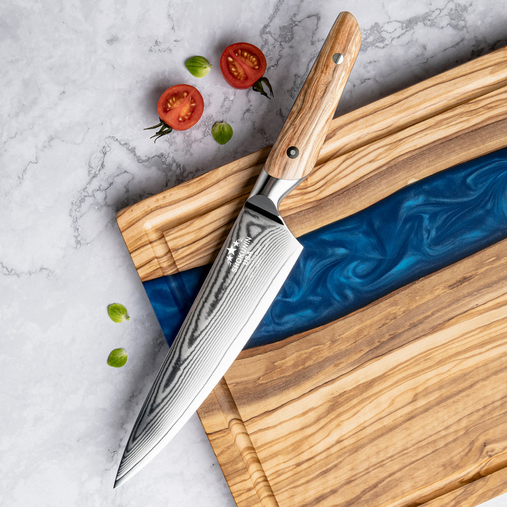 Chef knife. - Stellar Japanese Chef's Knife with Olive Wood Handle - Shokunin USA