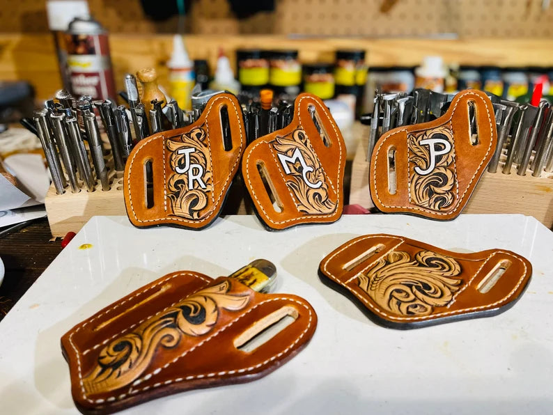 - Personalized Leather Pancake Holsters - Hand Tooled and Custom Monogrammed - Shokunin USA