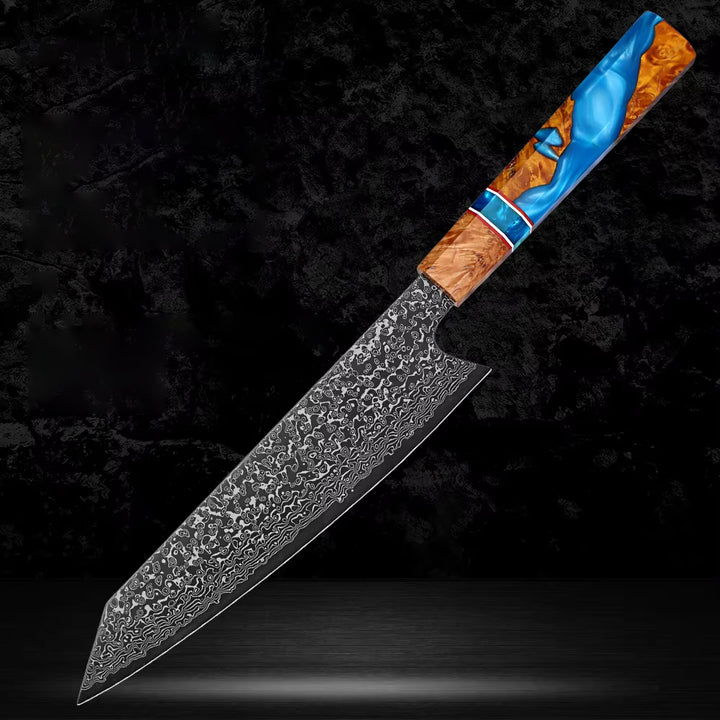 Chef Knife - Serene Chef Knife with Exotic Olive Wood Burl & Resin Handle - Shokunin USA