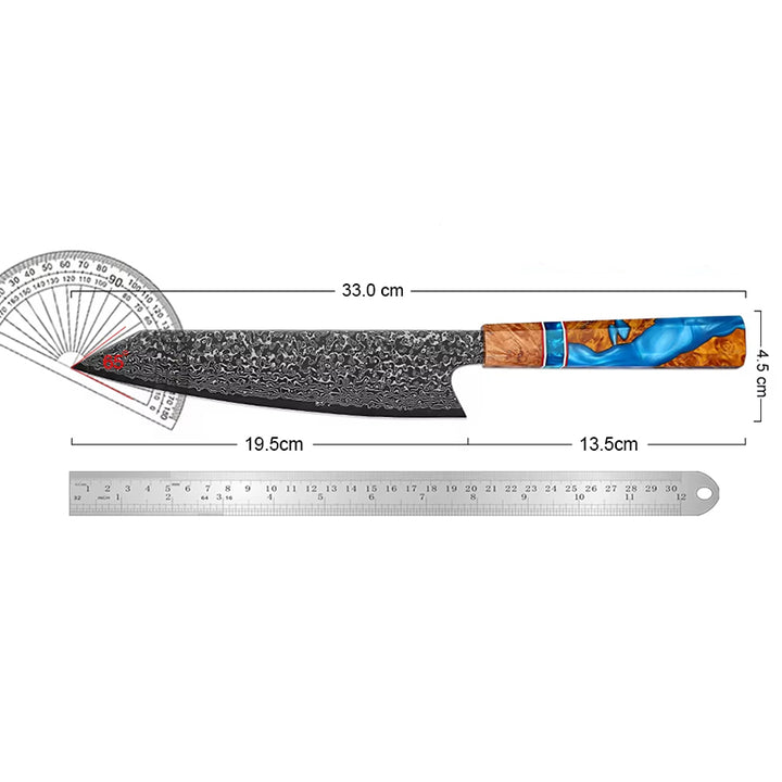 Chef Knife - Serene Chef Knife with Exotic Olive Wood Burl & Resin Handle - Shokunin USA