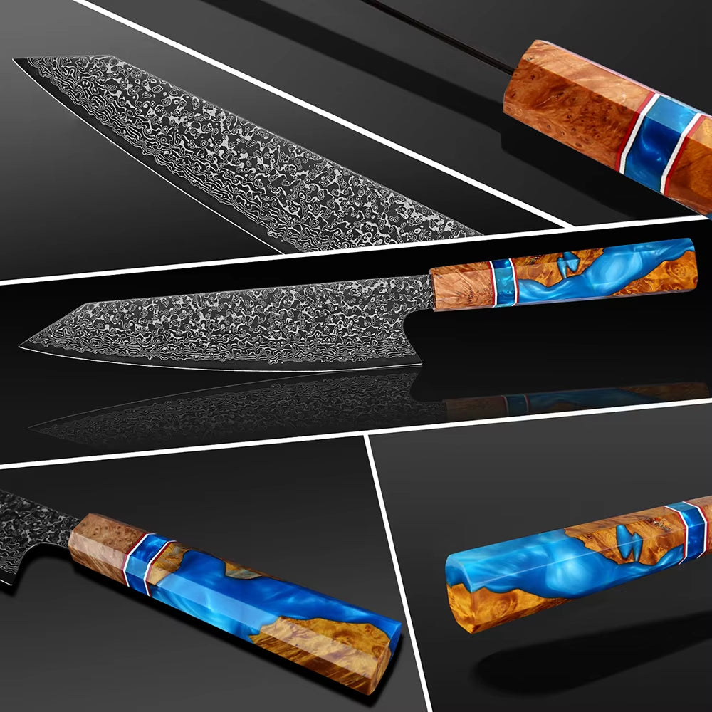 Chef Knife - Serene Chef Knife with Exotic Olive Wood Burl & Resin Handle - Shokunin USA