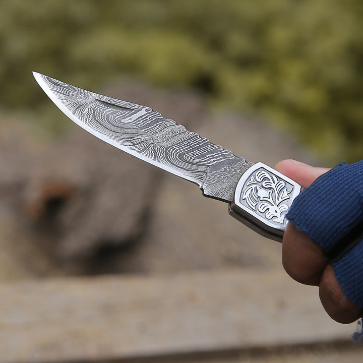Custom Folding Knives - Striker Custom Folding Knife with Pine Cone Handle - Shokunin USA