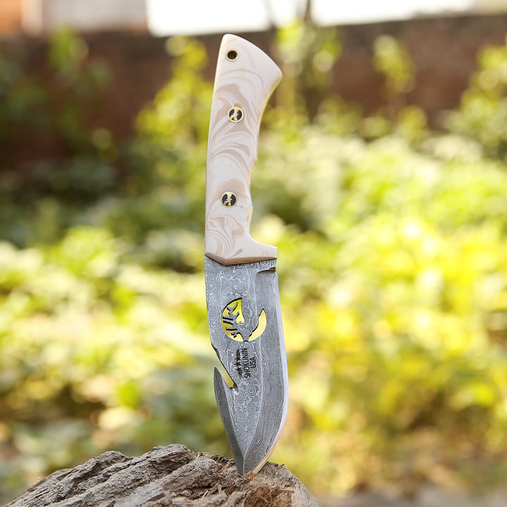 Utility Knife - Tranquility Gut Hook Knife with Pearl Resin Handle - Shokunin USA