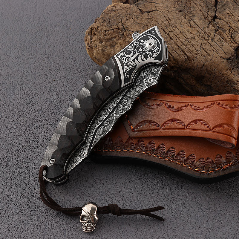 Utility Knife - Valiant Japanese Tanto Pocket Knife with Obsidian Micarta Handle - Shokunin USA