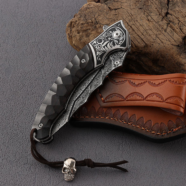 Utility Knife - Valiant Japanese Tanto Pocket Knife with Obsidian Micarta Handle - Shokunin USA