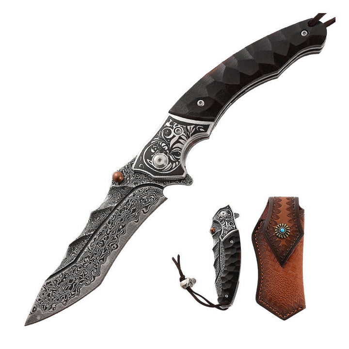 Utility Knife - Valiant Japanese Tanto Pocket Knife with Obsidian Micarta Handle - Shokunin USA