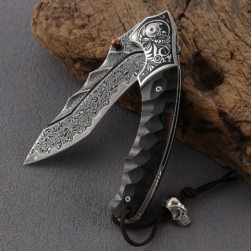 Utility Knife - Valiant Japanese Tanto Pocket Knife with Obsidian Micarta Handle - Shokunin USA