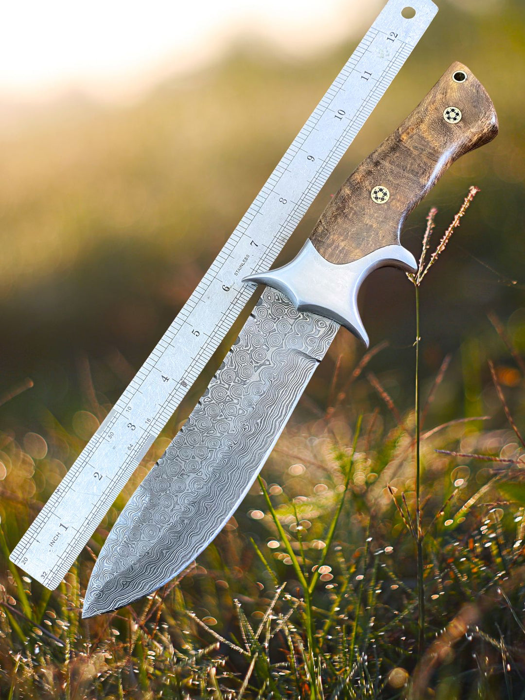 Utility Knife - Outback Damascus Hunting Knife - Shokunin USA