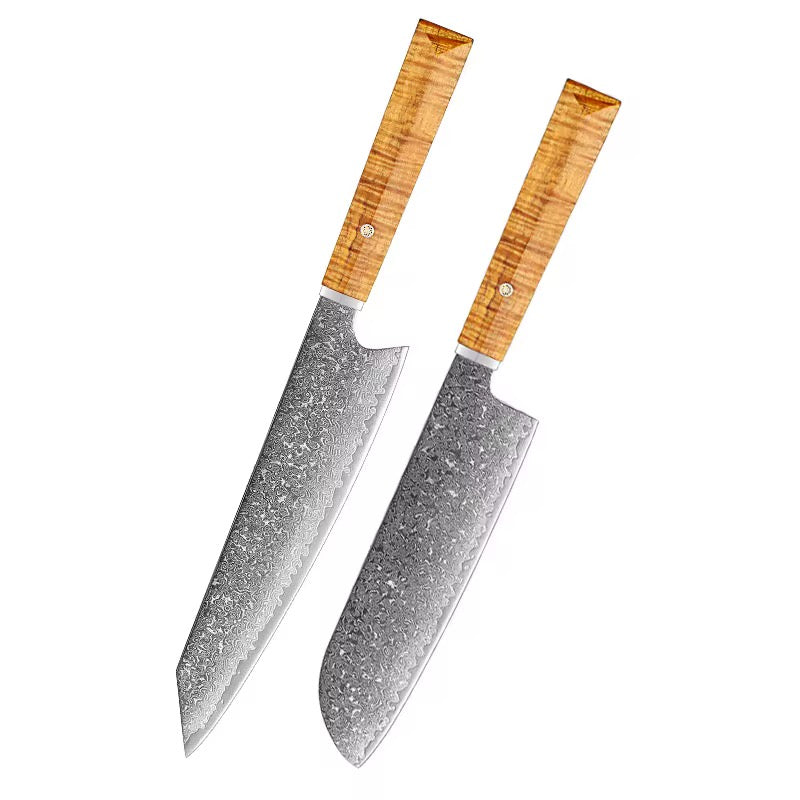 Chef knife - Gale Damascus Chef's Knife with Exotic Wenge Tiger Maple Wood Handle - Shokunin USA