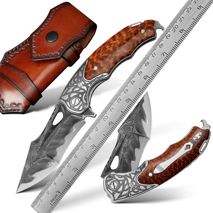 Damascus Knife - Apollo VG10 Handmade Gentlemans Knife with Exotic Snake Wood Handle - Shokunin USA