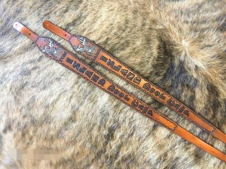 Leather Sling - Custom Rifle Sling for Handmade - Padded Leather - Shokunin USA