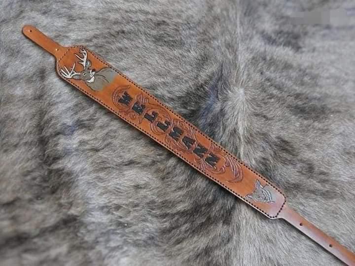 Leather Sling - Custom Hand Tooled Rifle Sling - Premium Leather - Personalized - Shokunin USA