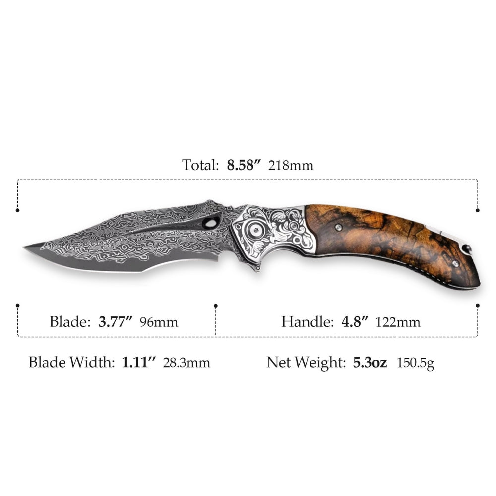 Pocket Knives - Atlas Gentleman's Pocket Knife with Exotic Desert Ironwood Handle and Sheath - Shokunin USA