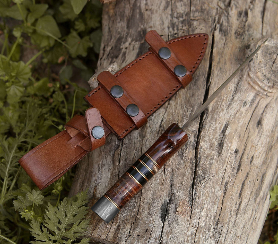 Damascus Knife - Cloud Damascus Dagger with Sheath - Shokunin USA