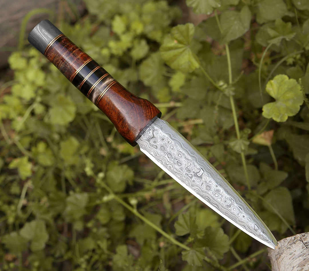 Damascus Knife - Cloud Damascus Dagger with Sheath - Shokunin USA