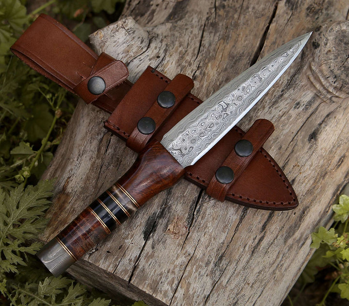 Damascus Knife - Cloud Damascus Dagger with Sheath - Shokunin USA
