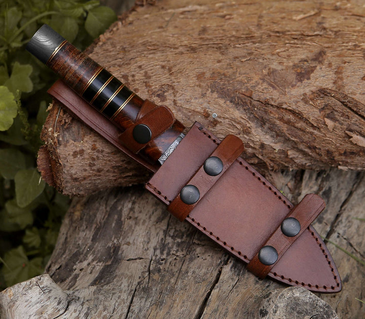 Damascus Knife - Cloud Damascus Dagger with Sheath - Shokunin USA