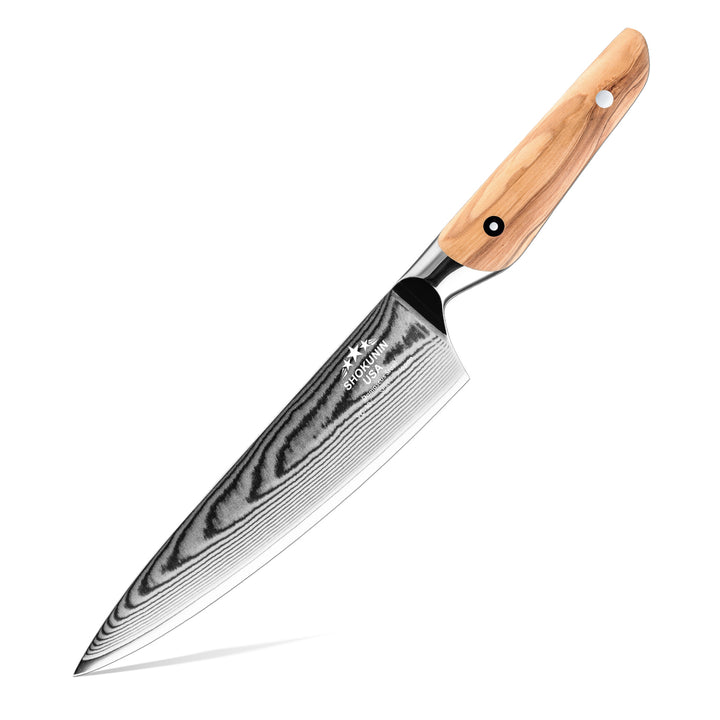 Chef knife. - Stellar Japanese Chef's Knife with Olive Wood Handle - Shokunin USA