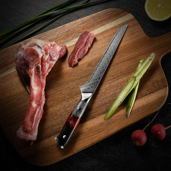 Knife Set - Supreme Pro Japanese Knife Set - 5-Piece, VG10 Damascus with Ebony Burl Wood Handle & Sheath - Shokunin USA