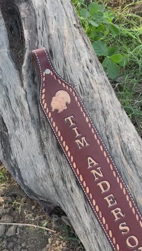 Custom Handmade Tooled Rifle Sling - Personalized