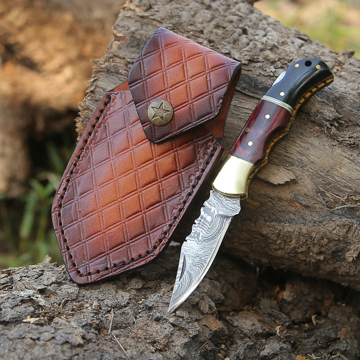 Pocket Knife - Firestrike Pocket Knife with Bull Horn & Pakkawood Handle - Shokunin USA