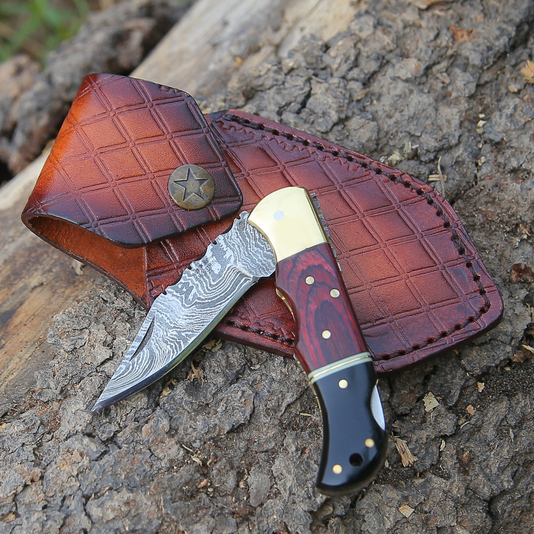 Pocket Knife - Firestrike Pocket Knife with Bull Horn & Pakkawood Handle - Shokunin USA