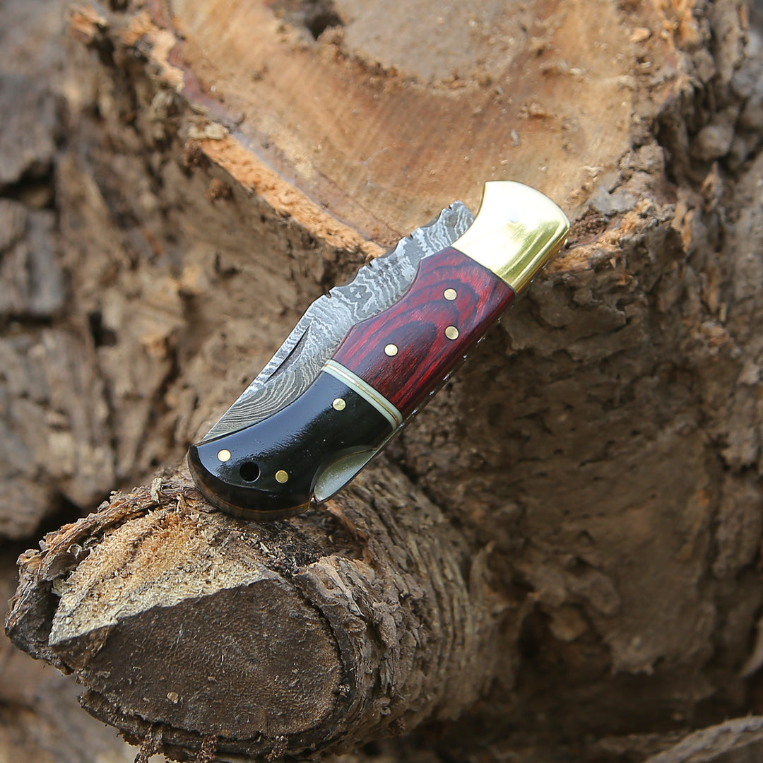 Pocket Knife - Firestrike Pocket Knife with Bull Horn & Pakkawood Handle - Shokunin USA