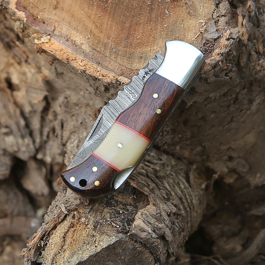 Pocket Knife - Ironclad Pocket Knife with Rosewood & Bone Scales - Shokunin USA