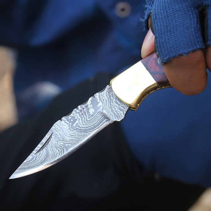 Pocket Knife - Firestrike Pocket Knife with Bull Horn & Pakkawood Handle - Shokunin USA