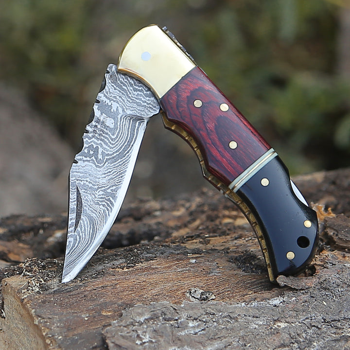 Pocket Knife - Firestrike Pocket Knife with Bull Horn & Pakkawood Handle - Shokunin USA