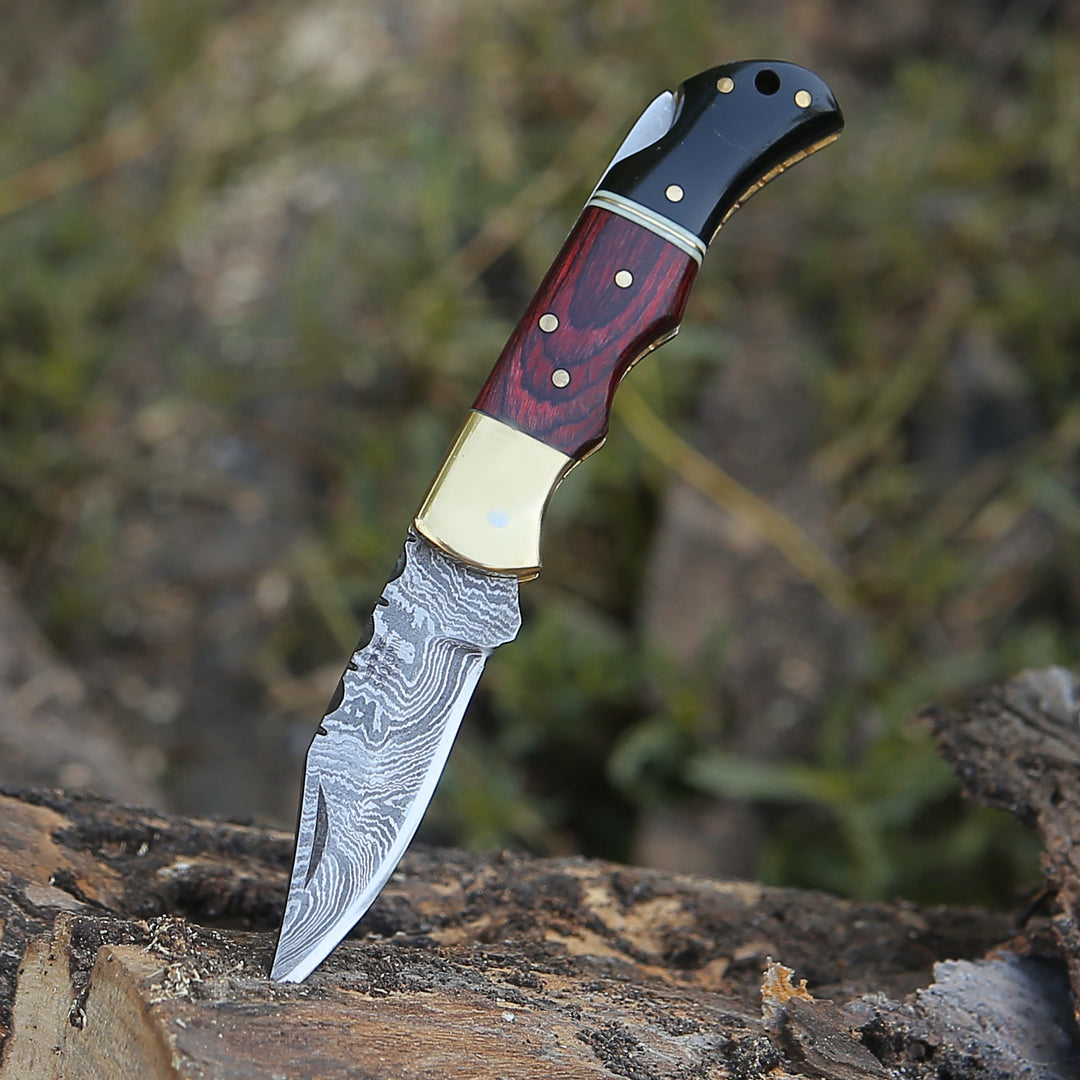 Pocket Knife - Firestrike Pocket Knife with Bull Horn & Pakkawood Handle - Shokunin USA