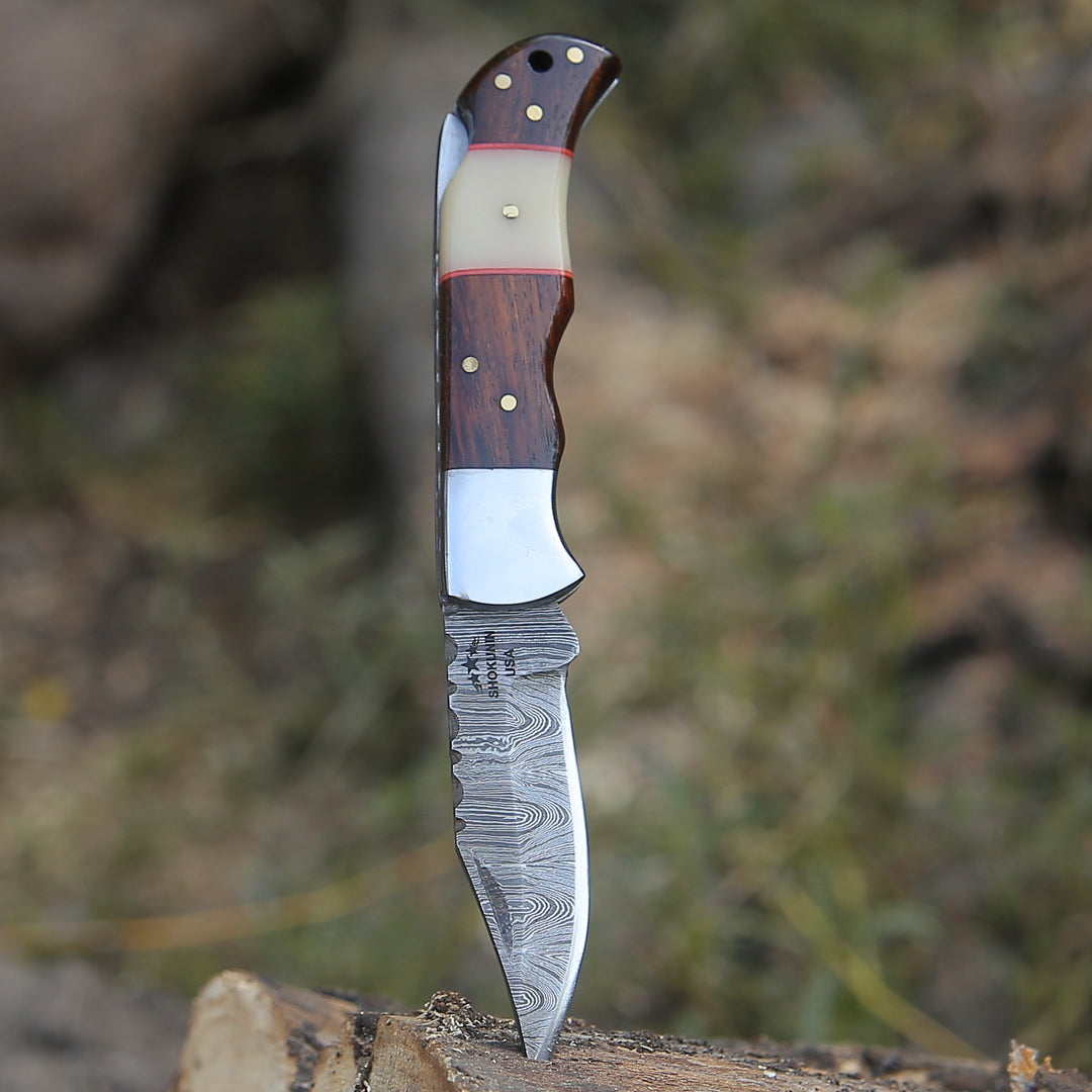 Pocket Knife - Ironclad Pocket Knife with Rosewood & Bone Scales - Shokunin USA