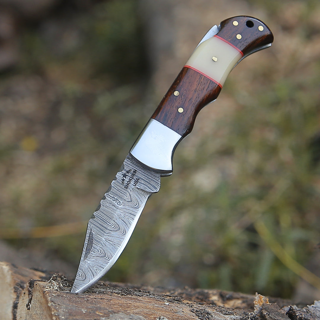 Pocket Knife - Ironclad Pocket Knife with Rosewood & Bone Scales - Shokunin USA