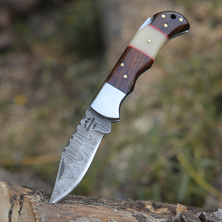 Pocket Knife - Ironclad Pocket Knife with Rosewood & Bone Scales - Shokunin USA