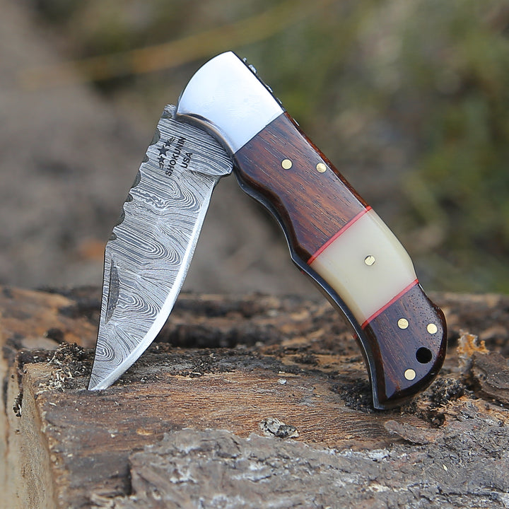 Pocket Knife - Ironclad Pocket Knife with Rosewood & Bone Scales - Shokunin USA