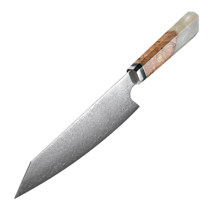 kritsuke knife - Brilliance Japanese VG10 Damascus 8-inch Chef's Knife with Exotic Olive Wood Handle & Sheath - Shokunin USA