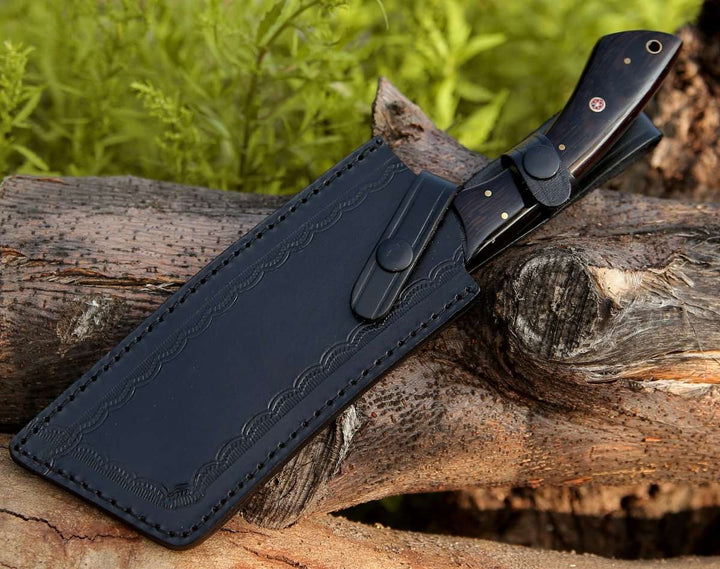Cleaver knives - Ember Damascus Cleaver Knife with Bone & Exotic Wenge Wood Handle - Shokunin USA