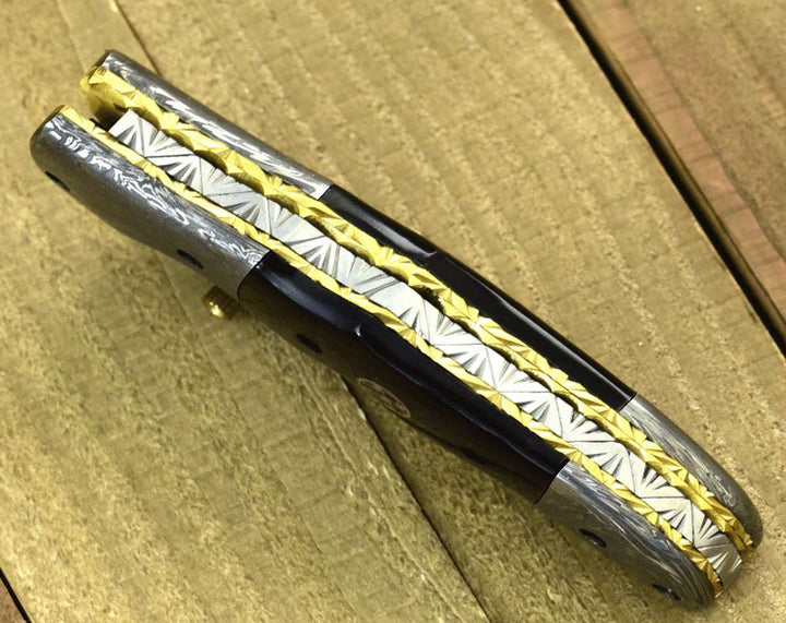 EDC - Exodus Gentleman's Knife with Sheath & Bull Horn Handle and Knife Sharpener - Shokunin USA