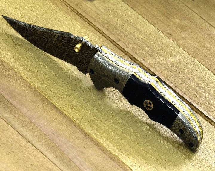 EDC - Exodus Gentleman's Knife with Sheath & Bull Horn Handle and Knife Sharpener - Shokunin USA
