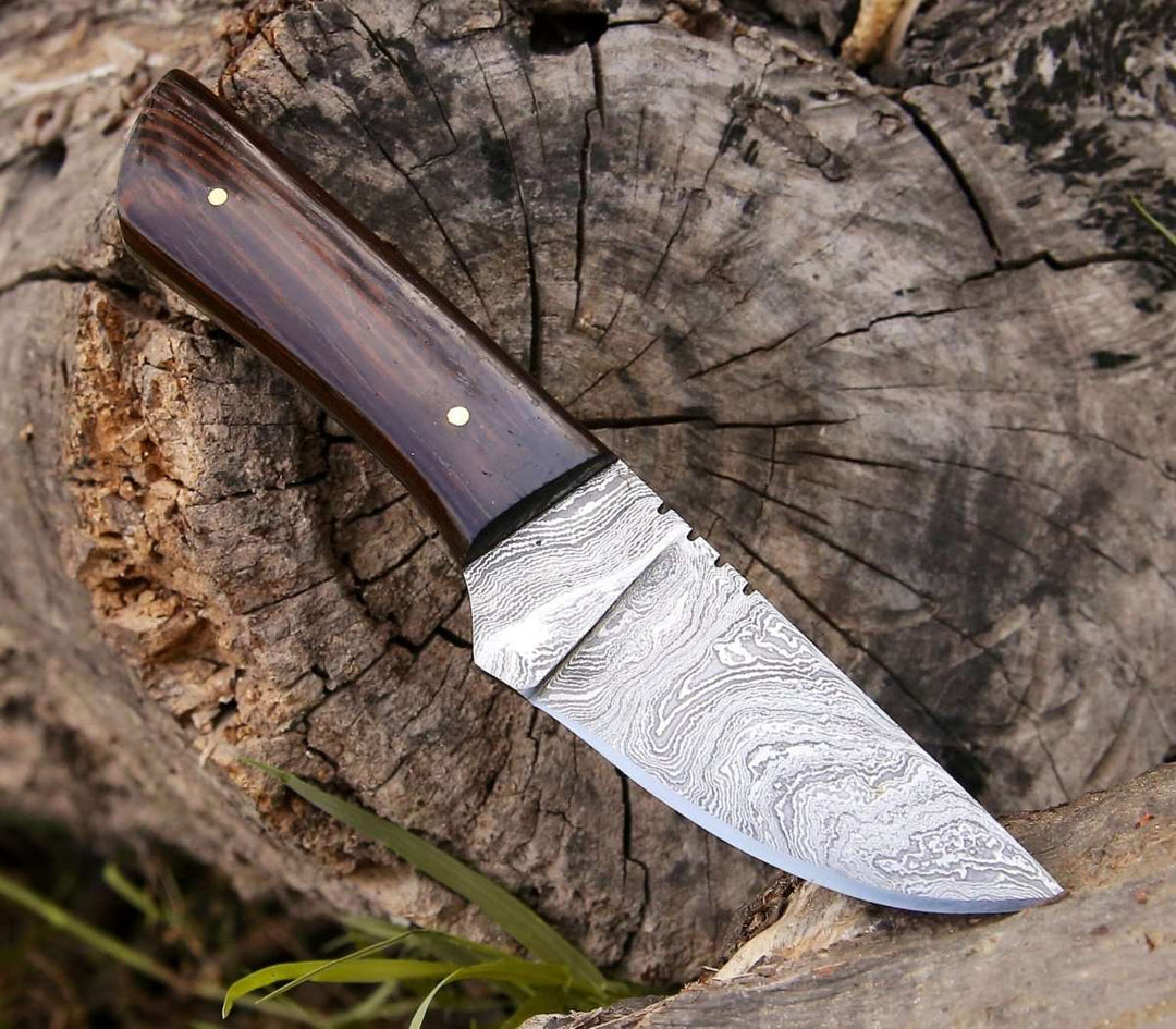 Damascus Knife - Legacy Damascus Skinning Knife with Exotic Wenge Wood Handle - Shokunin USA