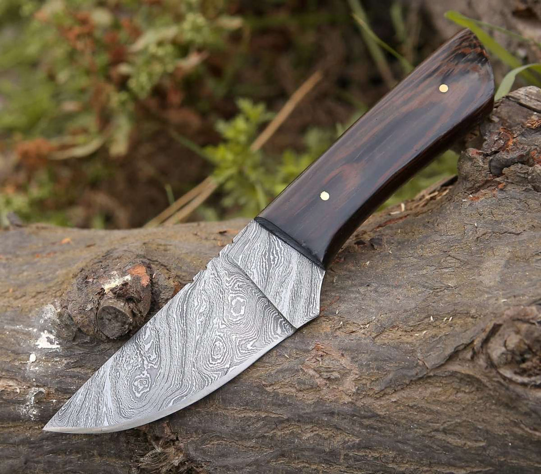 Damascus Knife - Legacy Damascus Skinning Knife with Exotic Wenge Wood Handle - Shokunin USA