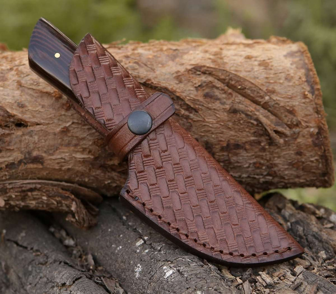 Damascus Knife - Legacy Damascus Skinning Knife with Exotic Wenge Wood Handle - Shokunin USA