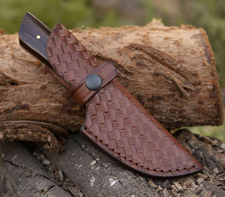 Damascus Knife - Legacy Damascus Skinning Knife with Exotic Wenge Wood Handle - Shokunin USA