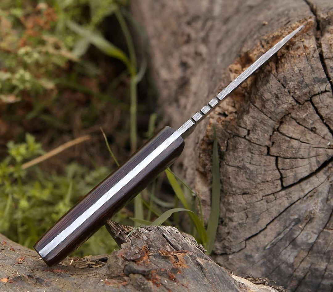 Damascus Knife - Legacy Damascus Skinning Knife with Exotic Wenge Wood Handle - Shokunin USA